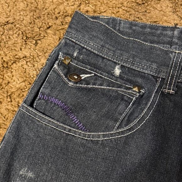 Y2K Raider Jean Co. Baggy Dark Wash Embroidered Baggy Jeans 38 X 32 - Picture 6 of 8